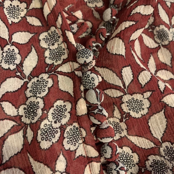 Ba&sh NWT Beatrix Bordeaux Lady Top Long-Sleeve Floral Blouse Size 1 US 6 - Picture 6 of 10